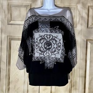 Alfani dolman blouse XL black and grey